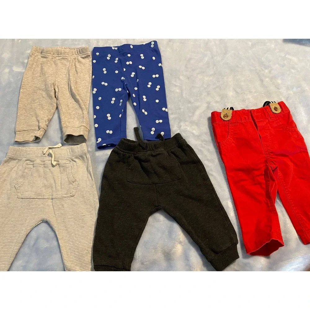 Baby Boy Pants Bundle 3-6M Carter's Star Wars Cat & Jack Suspenders 5pc Lot
